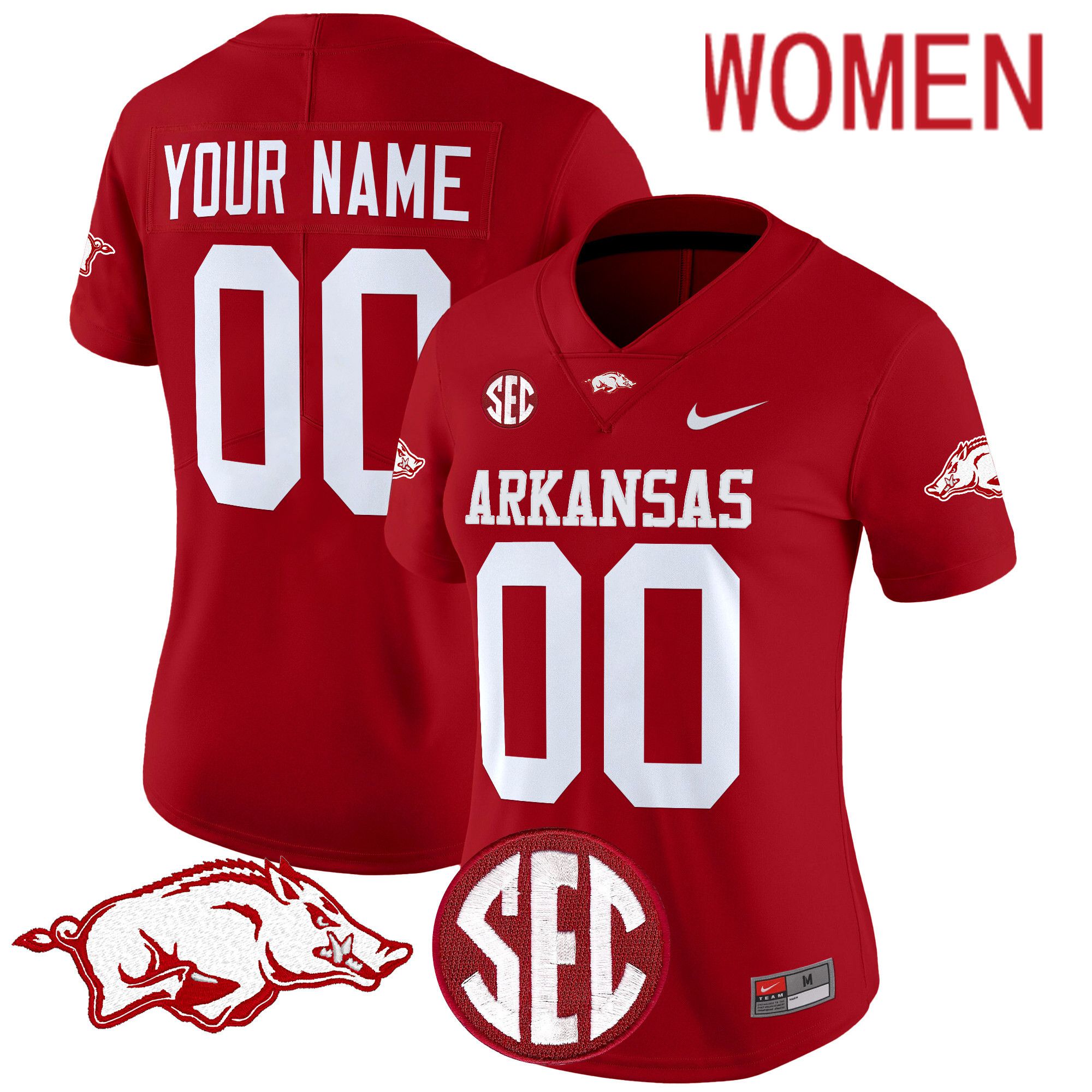 Women Arkansas Razorbacks Red Nike 2024 Vapor Limited Custom NCAA Jersey